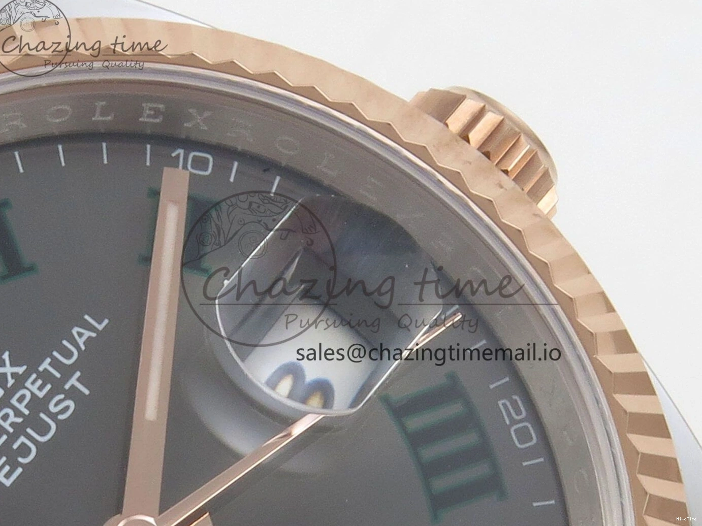 MiroTime 0407 DateJust 36 SS RG ARF 1:1 Best Edition 904L Steel Gray Dial Green Roman on Oyster Bracelet SH Affordable 73